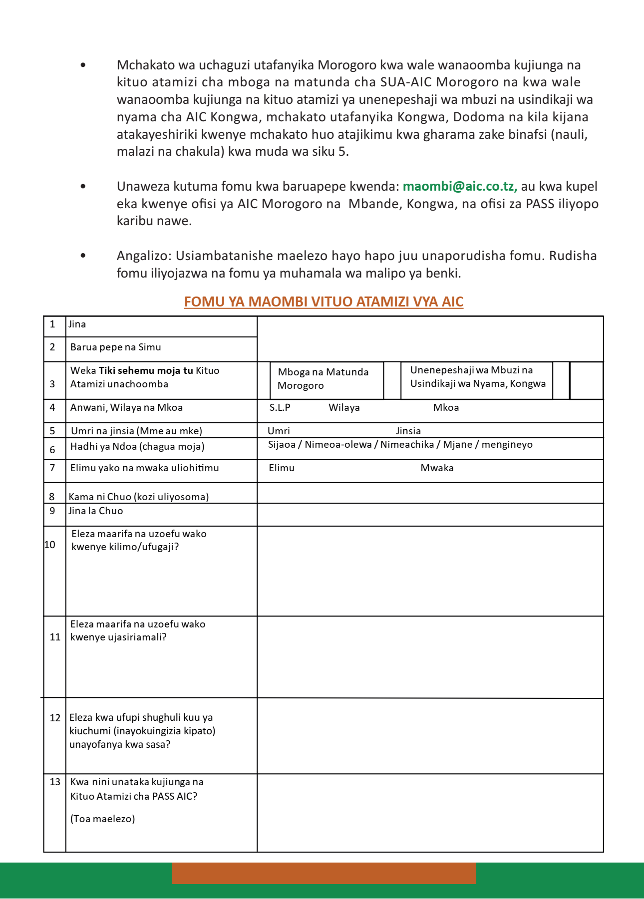 PASS Application form ii